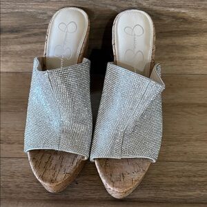 Jessica Simpson Glittering Silver Mules